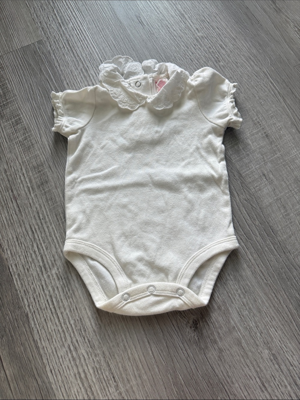 Classic White Lace-Collar Baby One-Piece